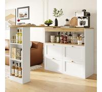 SUKY Tavolo girevole a 360°, corpo 105 x 39 x 102 cm, con 4 cassetti e ripiani aperti, adatto per sala da pranzo/soggiorno/studio (bianco)