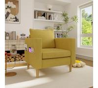 SUKY Una sedia per il tempo libero con custodia e comodo cuscino, ideale per interni in stile nordico e angoli lettura, 71 x 68 x 82 cm (giallo senape)