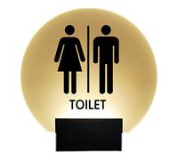 Sul muro sono appesi i cartelli che illuminano i b Cartello da bagno rotondo da parete da 8 pollici, cartello acrilico illuminato for toilette da uomo, da donna, base in metallo