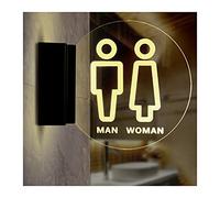 Sul muro sono appesi i cartelli che illuminano i b Cartello LED for WC for uomo, donna, ragazzo e ragazza, in acrilico, ricaricabile tramite USB, decorazione for cartello da bagno(A)