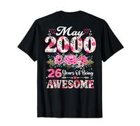 (sul Retro) Floral May 2000 26-Year-Old 26th Birthday Women Maglietta