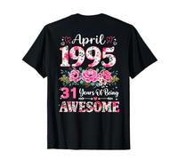 (sul Retro) Floreale Aprile 1995 31-Year-Old 31 ° Compleanno Donne Maglietta