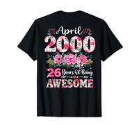 (sul Retro) Floreale Aprile 2000 26-Year-Old 26th Birthday Women Maglietta