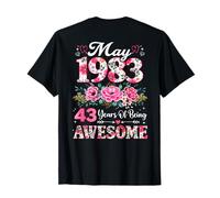 (sul Retro) Floreale Maggio 1983 43-Anni 43 ° Compleanno Donne Maglietta