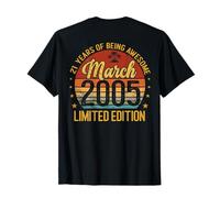 (sul Retro) Retro Vintage Marzo 2005 21-Year-Old 21st Birthday Maglietta