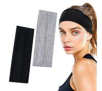 Sularpek 2PCS Fasce per Capelli, Fascia Elastica per Capelli, Fascia per Capelli Donna, Sportiva Antiscivolo Fascia Capelli, per Donne O Uomini, Sport, Yoga, Trucco, Fitness(Nero, Grigio)