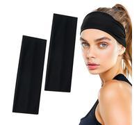 Sularpek 2PCS Fasce per Capelli, Sportiva Fascia Capelli, Fascia Nera Capelli Donna, Headband Unisex, Fascette Antiscivolo per Sport, Yoga, Pulizia del Viso, Fitness