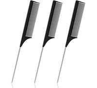 Sularpek Pettine a Coda, 3 Pezzi Pettine Capelli, Pettine a Coda Fibra di Carbonio, Pettini Styling, Pettine Professionale Antistatico per Parrucchiere e Domestico, Resistente al Calore