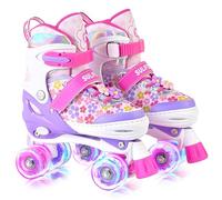 SULIFEEL Rainbow Unicorn - Pattini a rotelle regolabili per bambini con ruote luminose