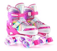 SULIFEEL Rainbow Unicorn Pattini a rotelle regolabili per bambini con ruote luminose per ragazze e ragazzi