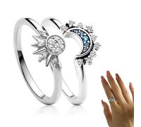 SULIUDAJI 1 Paio Anello Sole E Luna, Anelli Donna Argento, Regolabili, Gioielli Per Completare Il Regalo Di Compleanno, Matrimonio O Anniversario