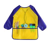 SULIUDAJI 1 Pezzi Grembiule da Pittura Bambini Grembiule Impermeabile Scuola Maniche Lunghe con 3 Tasche per Bambini 8-10 Anni Grembiule da Gioco(Taglia L)