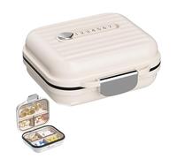 SULIUDAJI 1 Pezzo Porta Medicine da Viaggio，Confezione Organizer per Pillole da Viaggio, 7 Scomparti, per Borsa Tascabile Portatile per medicine e Vitamine- Beige