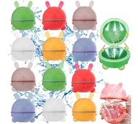 SULIUDAJI 12 Palloncini Acqua Riutilizzabili,Gavettoni Riutilizzabili,Bombe Acqua In Silicone, Gavettoni Acqua Autosigillanti Rapide Per Giochi Estate, Senza Perdite, Senza Dolore All'Impatto