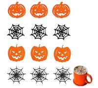SULIUDAJI 12 Pezzi Sottobicchieri in Feltro, Sottobicchieri per Feste di Halloween, Sottobicchieri con Motivo a Zucca e Ragnatela Ritagliati Sottobicchieri da Tavolo Sottobicchieri per Bevande