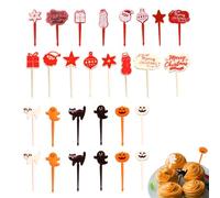 SULIUDAJI 28 Pezzi Finger Food Bambini Mini Cartoon Bento Frutta Forchette Stuzzicadenti Per Bambini Cibo Torta Picks Accessori Dolce Spiedini Adulti Dessert Frutta Bambini Festa Halloween Natale