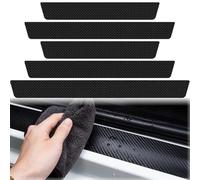 SULIUDAJI 5 Pezzi Adesivo Batticalcagno Porta Auto, Protezione bagagliaio dell'autoParaurti dell'auto Posteriore Auto Fibra Di Carbonio Pellicola Adesiva, Universale Autoadesive Battitacco nero