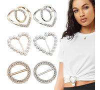 SULIUDAJI 6 Pezzi Fashion Scarf Hoop Buckle, Rings Scarves Buckle For Women, For Women, Rotondo A Forma Di Cuore Ring Clip Buckles For Scarf, Tie And Corner T-Shirt, Accessory For Female Clothing