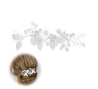 SULIUDAJI Accessori Per Capelli Da Sposa Con Fiore Di Vite Perla Decorazioni Con Strass Accessorio Fascia (Colore: Argento)