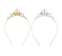 SULIUDAJI Principessa Per Ragazze, 2 Pz Corona Bambina Per Bambini Fascia Rosa Ragazze Cristallo Cerchietto Corona Bambina Compleanno