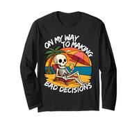 sulla mia Strada per Prendere Decisioni sbagliate Skeleton Tropical Beach Maglia a Manica