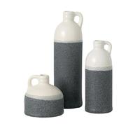 Sullivans Modern Farmhouse CM2945 - Set di tre piccole brocche in ceramica bicolore bianco e nero (3), altezza 10,2 cm, 19,1 cm e 25,4 cm, brocche floreali finte, decorazione invecchiata