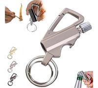 Sullosing Accendino Impermeabile con fiammifero Permanente, Accendino a Cherosene Riutilizzabile con Portachiavi per Esterni(Silver)