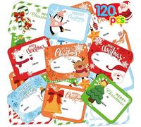 SULOLI 120 Pezzi Etichette Adesivi di Natale,Adesivi Natalizi per Pacchetti,Etichetta di Carta Adesivi per Regali di Natale