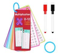 SULOLI 15 Fogli Tabelline per Bambini,Flash Card Matematica con 2 Pennarelli Cancellabili,Giochi Matematici per Bambini