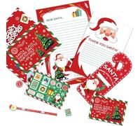 SULOLI Kit lettera a Babbo Natale, set di 2 lettere di Babbo Natale, lettera di Natale a Babbo Natale, lista di Natale a Babbo Natale, kit di scrittura di Babbo Natale
