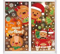 SULOLI Vetrofanie Natalizie per Finestre,8 Fogli Adesivi per Finestre Riutilizzabili,Decorazioni Festa di Natale-Omino di Pan di Zenzero, Casa di Pan di Zenzero