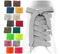 SULPO 2 paia di lacci piatti - 12 mm di larghezza per scarpe - 60 - 200 cm - lavabile e resistente agli strappi poliestere - 18 colori, grigio chiaro, 120cm - 2 Paare