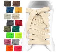 SULPO 2 paia di lacci piatti - 12 mm di larghezza per scarpe - 60 - 200 cm - lavabile e resistente agli strappi poliestere - 18 colori, beige chiaro, 120cm - 2 Paare