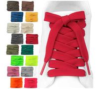 SULPO 2 paia di lacci piatti - 12 mm di larghezza per scarpe - 60-200 cm - Lavabili e resistenti agli strappi in poliestere - 18 colori, Colore: rosso, 180cm - 2 Paare