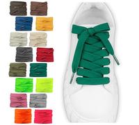 SULPO 2 paia di lacci piatti - 12 mm di larghezza per scarpe - 60-200 cm - Lavabili e resistenti agli strappi in poliestere - 18 colori, verde scuro, 90cm - 2 Paare