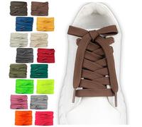 SULPO 2 paia di lacci piatti - 12 mm di larghezza per scarpe - 60-200 cm - Lavabili e resistenti agli strappi in poliestere - 18 colori, marrone, 180cm - 2 Paare