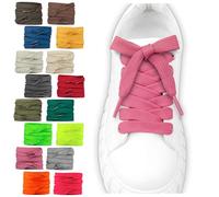 SULPO 2 paia di lacci piatti - 12 mm di larghezza per scarpe - 60-200 cm - Lavabili e resistenti allo strappo in poliestere - 18 colori, rosa scuro, 75cm - 2 Paare