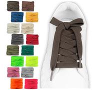 SULPO 2 paia di lacci piatti - 12 mm di larghezza per scarpe - 60-200 cm - Lavabili e resistenti allo strappo in poliestere - 18 colori, marrone scuro., 150cm - 2 Paare