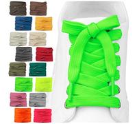 SULPO 2 paia di lacci piatti - 12 mm di larghezza per scarpe - 60-200 cm - Lavabili e resistenti allo strappo in poliestere - 18 colori, verde menta, 90cm - 2 Paare