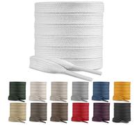 SULPO 2 paia di lacci piatti in cotone per scarpe, 60-200 cm di lunghezza, 10 mm di larghezza, lacci piatti per scarpe da ginnastica, bianco, 150