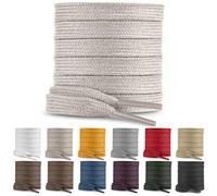 SULPO 2 paia di lacci piatti in cotone per scarpe, 60-200 cm di lunghezza, 10 mm di larghezza, lacci piatti per scarpe da ginnastica, beige chiaro, 180 cm