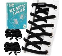 SULPO 2 paia di lacci rotondi senza legature - Lacci con chiusura rapida - Lacci in gomma con capsule metalliche - Lacci elastici per adulti e bambini - Lacci per scarpe senza legature, Nero ,