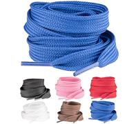 SULPO 2 paia di scarpe da ginnastica larghe, 15 mm di larghezza Flat Sneaker Shoelace, scarpe sportive, scarpe da ginnastica per scarpe da donna, uomo e bambino., Blu, 150 mm