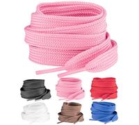 SULPO 2 paia di scarpe da ginnastica larghe, 15 mm di larghezza Flat Sneaker Shoelace, scarpe sportive, scarpe da ginnastica per scarpe da donna, uomo e bambino., Colore: rosa., 120
