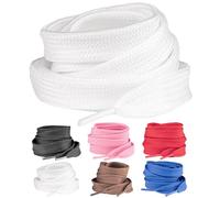 SULPO 2 paia di scarpe da ginnastica larghe, 15 mm di larghezza Flat Sneaker Shoelace, scarpe sportive, scarpe da ginnastica per scarpe da donna, uomo e bambino., bianco, 120