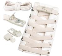 SULPO Lacci elastici senza legatura, lunghezza 100 cm, chiusura rapida in gomma piatta, No Tie Sneakers, beige., taglia unica