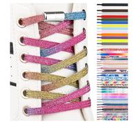 SULPO Lacci scarpe elastici con chiusura rapida in metallo - Lacci scarpe senza legatura - Lacci piatti in silicone senza nodo per adulti e bambini - Stringhe elastiche per scarpe