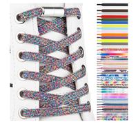 SULPO Lacci scarpe elastici con chiusura rapida in metallo - Lacci scarpe senza legatura - Lacci piatti in silicone senza nodo per adulti e bambini - Stringhe elastiche per scarpe