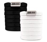 SULPO Lacci scarpe elastici con chiusura rapida in metallo - Lacci scarpe senza legatura - Lacci piatti in silicone senza nodo per adulti e bambini - Stringhe elastiche per scarpe