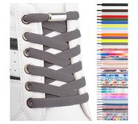 SULPO Lacci scarpe elastici con chiusura rapida in metallo - Lacci scarpe senza legatura - Lacci piatti in silicone senza nodo per adulti e bambini - Stringhe elastiche per scarpe